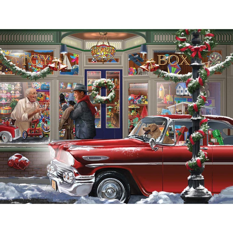 Bits And Pieces  500 Piece Jigsaw Puzzle For Adults  Last Minute Christmas - Old Fashion Christmas Toy Store Jigsaw Puzzle By Artist Bigelow Illustrations, Completed Puzzle Size: 18' X 24'