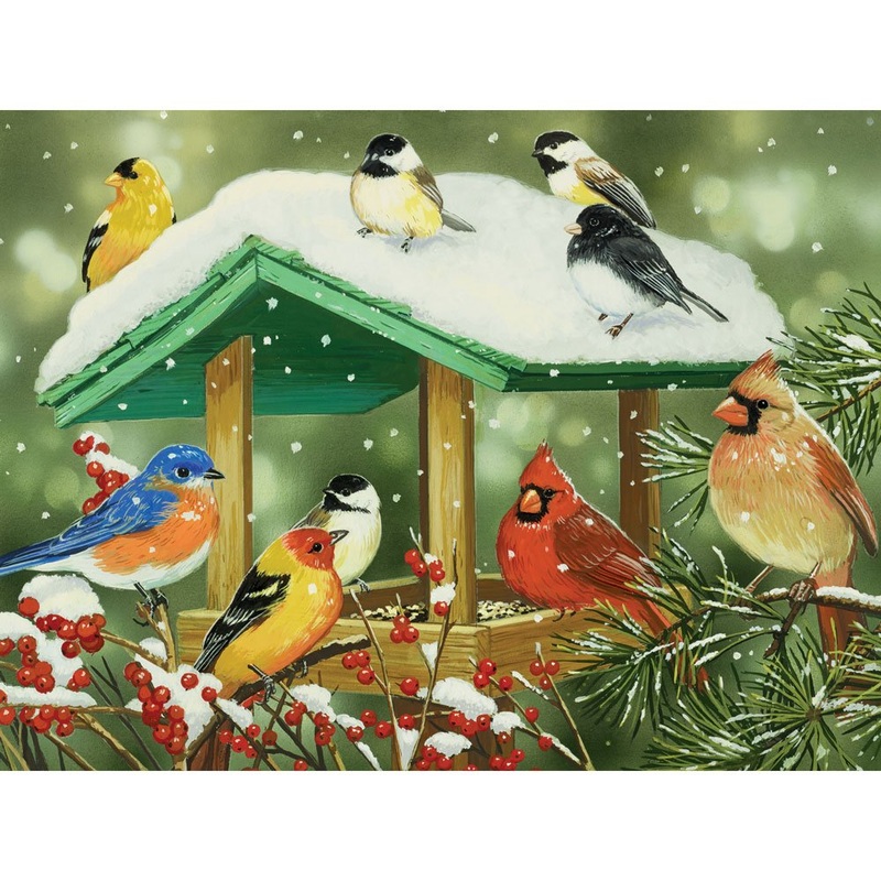 Bits And Pieces  500 Piece Jigsaw Puzzle For Adults  Winter Treats - Birds Jigsaw Puzzle By Artist William Vanderdasson, Completed Puzzle Size: 16' X 20'
