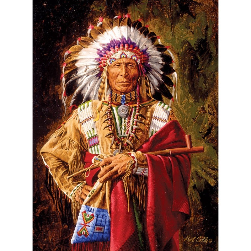 Bits And Pieces  Large 300 Piece Jigsaw Puzzle For Adults  Chief Of The Rosebud - Native American Jigsaw Puzzle By Artist Paul Calle, Completed Puzzle Size: 18' X 24'