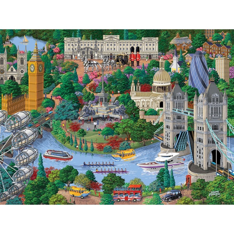 Bits And Pieces  Large 300 Piece Jigsaw Puzzle For Adults  London City View - England Jigsaw Puzzle By Artist Joseph Burgess, Completed Puzzle Size: 18' X 24'