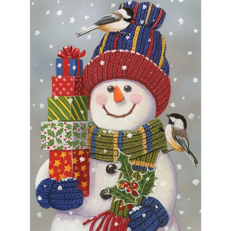 Bits And Pieces  Large 300 Piece Jigsaw Puzzle For Adults  Snowman With Presents - Snowman Christmas Jigsaw Puzzle - By Artist William Vanderdasson, Completed Puzzle Size: 18' X 24'