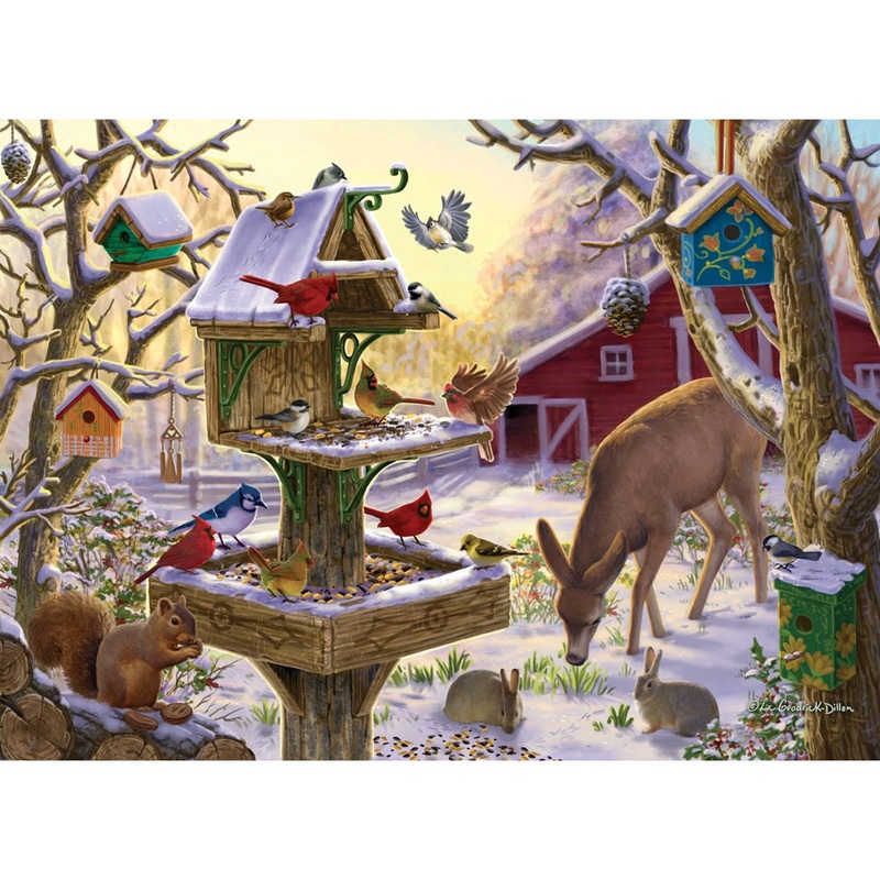 Bits And Pieces  Large 300 Piece Jigsaw Puzzle For Adults  Sunrise Feasting - Animals, Winter Scene Jigsaw Puzzle By Artist Liz Goodrick - Dillon, Completed Puzzle Size: 18' X 24'