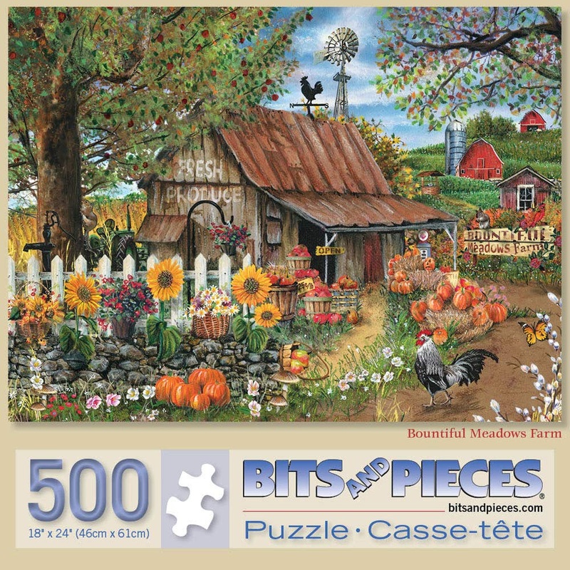 Bits And Pieces  Large 500 Piece Jigsaw Puzzle For Adults  Bountiful Meadows Farm By Artist Thomas Wood, Completed Puzzle Size: 18' X 24'