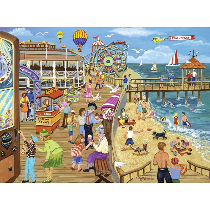 Bits And Pieces  Large 500 Piece Jigsaw Puzzle For Adults  Ice Cream On The Boardwalk By Artist Sandy Rusinko, Completed Puzzle Size: 18' X 24'
