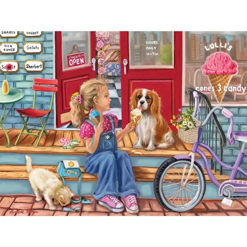 Bits And Pieces  Large 500 Piece Jigsaw Puzzle For Adults  Pay Day Cones - Summer Jigsaw Puzzle By Artist Brooke Faulder, Completed Puzzle Size: 18' X 24'