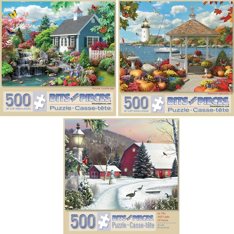 Bits And Pieces  Value Set Of Three Large 500 Piece Jigsaw Puzzles For Adults  Nature Jigsaw Puzzles By Artist Alan Giana, Completed Puzzle Size: 18' X 24'