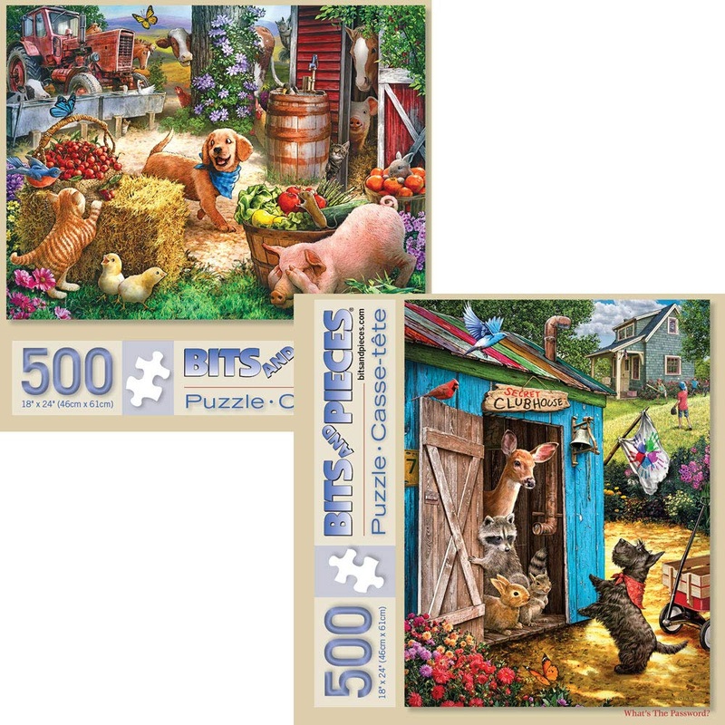 Bits And Pieces  Value Set Of Two 500 Piece Jigsaw Puzzles For Adults  Hide And Seek, WhatS The Password Jigsaw Puzzles By Artist Larry Jones, Completed Puzzle Size: 18' X 24'