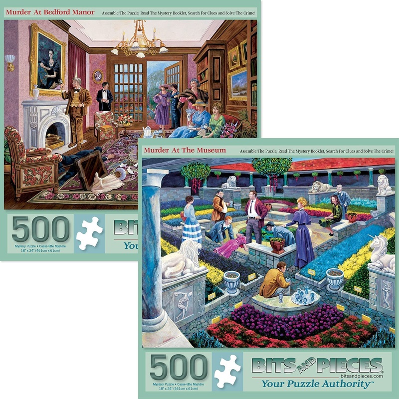 Bits And Pieces  Value Set Of Two 500 Piece Jigsaw Puzzles For Adults  Murder At The Manor And Museum Mystery Thriller Jigsaw Puzzles By Artist Gene Dieckhoner, Completed Puzzle Size: 18' X 24'