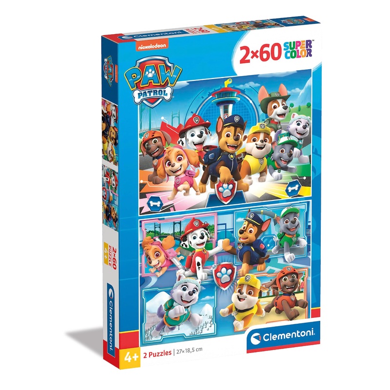 Clementoni 21617, Paw Patrol Puzzle For Children, 2 X 60 Pieces, Ages 5 Years Plus, Multi Coloured