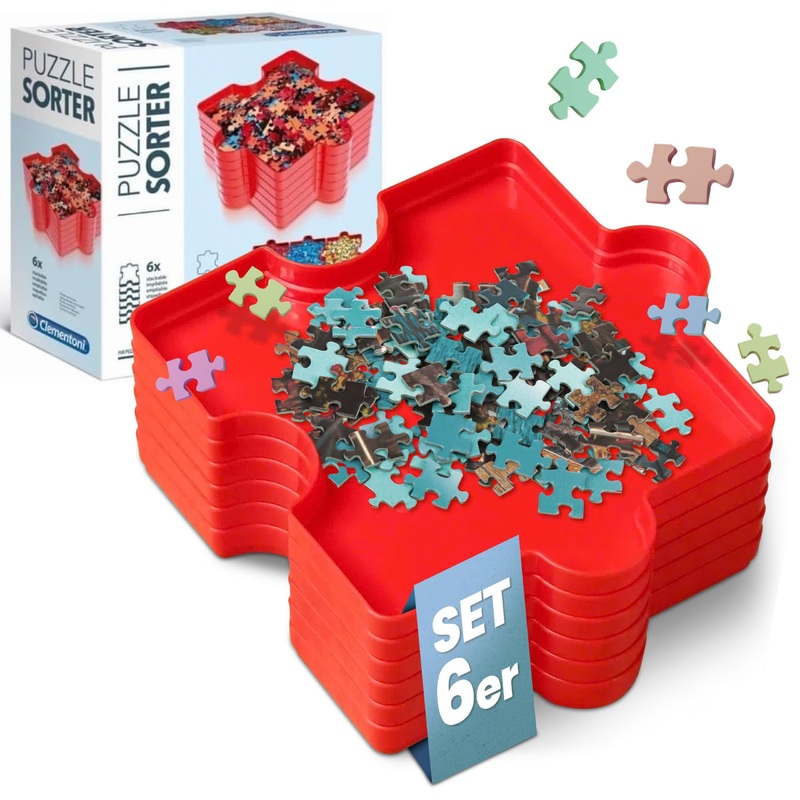 Clementoni- Puzzle Sorter: 6 Trays For Easy Jigsaw Puzzle Sorting Up To 1000 Pieces (10+ Months)