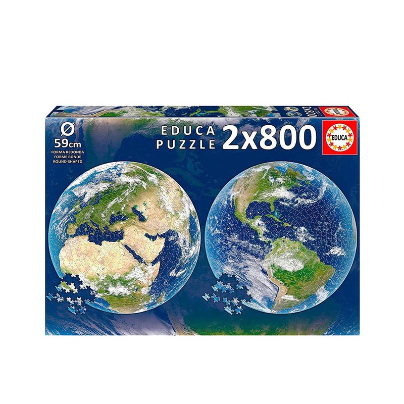 Educa - Round Planet Earth. 2 Round Puzzles Of 800 Pieces. Ref. 19039, Multicolor