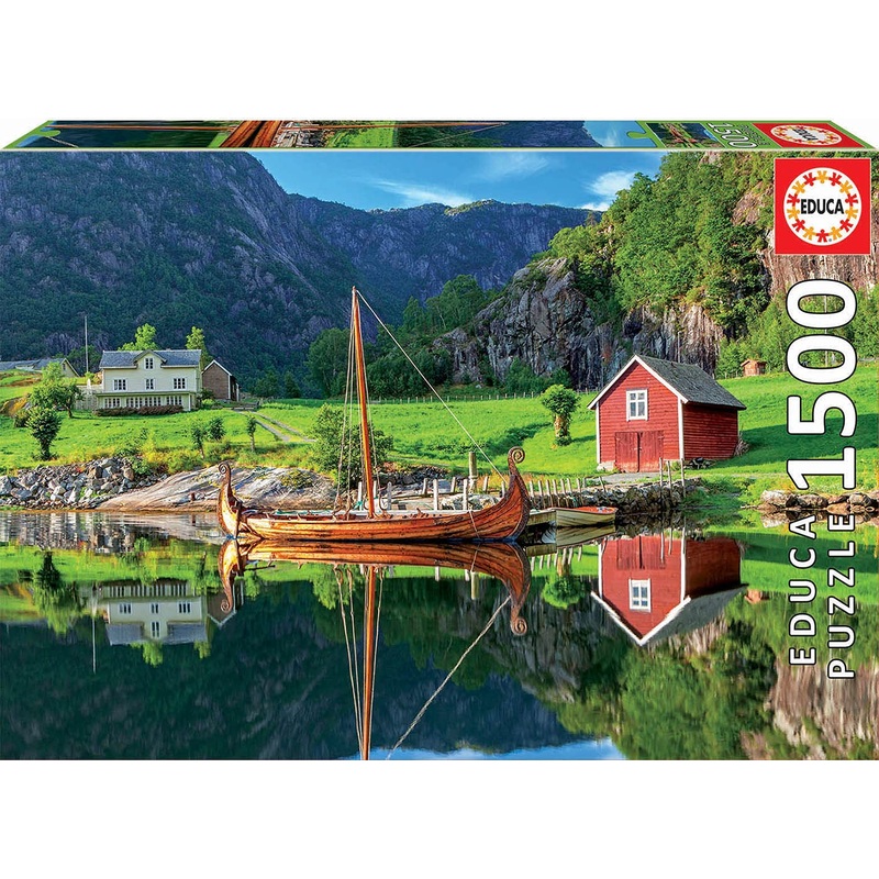 Educa - Viking Ship - 1500 Piece Jigsaw Puzzle - Puzzle Glue Included - Completed Image Measures 33.5' X 23.5' - Ages 14+ (18006)