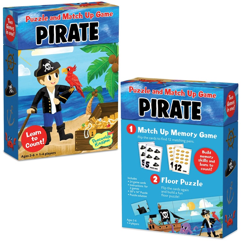 Peaceable Kingdom Match Up Game And Puzzle Counting Game, 3 In 1 Educational Activity For Kids 2 Years And Up - Pirate