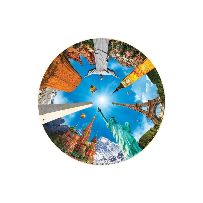 A Broader View Legendary Landmarks Round Table Puzzle - 500 Pieces, Jigsaw Puzzles For Adults & Kids, Suitable For Groups Of 2 Or More, Everyone Gets The Best Seat At The Table, Incl. 12X12 Poster