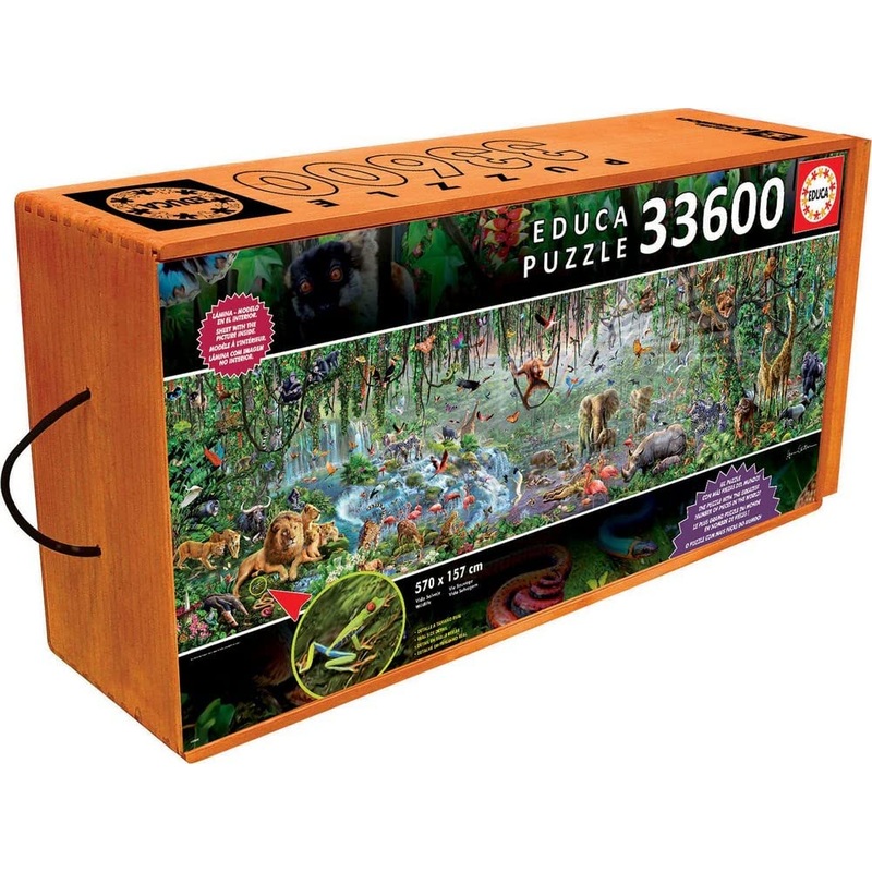 Educa 33,600 Piece Wild Life Puzzle With Wheeled Wooden Carry Case