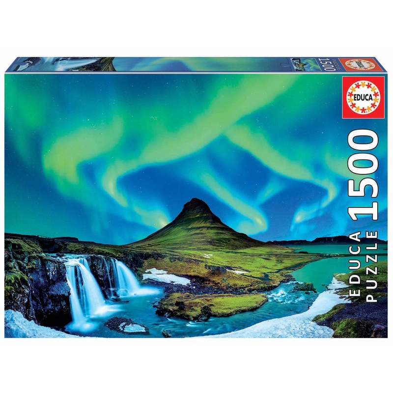 Educa - Aurora Borealis, Island - 1500 Piece Jigsaw Puzzle - Puzzle Glue Included - Completed Image Measures 33.5' X 23.5' - Ages 14+ (19041)