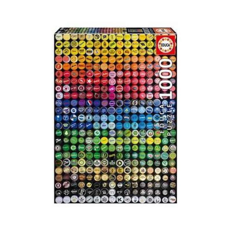 Educa - Bottle Caps Collage - 1000 Piece Jigsaw Puzzle - Puzzle Glue Included - Completed Image Measures 26.8' X 18.9' - Ages 14+ (19026)