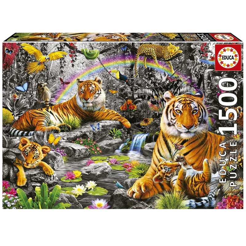 Educa - Brilliant Jungle - 1500 Piece Jigsaw Puzzle - Puzzle Glue Included - Completed Image Measures 33.46' X 23.6' - Ages 14+ (19563)