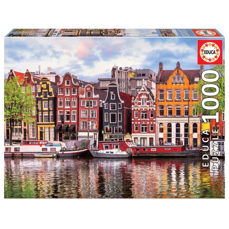 Educa - Dancing Houses, Amsterdam - 1000 Piece Jigsaw Puzzle - Puzzle Glue Included - Completed Image Measures 26.8' X 18.9' - Ages 14+ (18458)