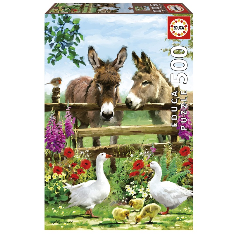 Educa - Donkeys - 500 Piece Jigsaw Puzzle - Puzzle Glue Included - Completed Image Measures 18.9' X 13.4' - Ages 14+ (19553)