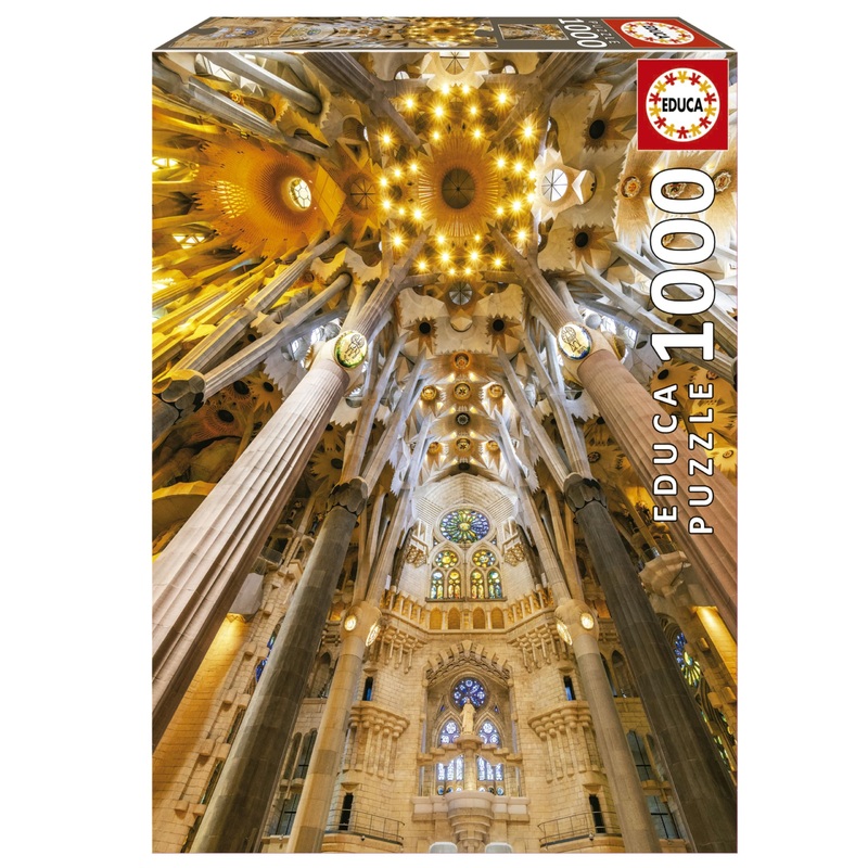 Educa - Modernism - Sagrada Familia Interior - 1000 Piece Jigsaw Puzzle - Puzzle Glue Included - Completed Image Measures 26.77' X 18.9' - Ages 14+ (19614)