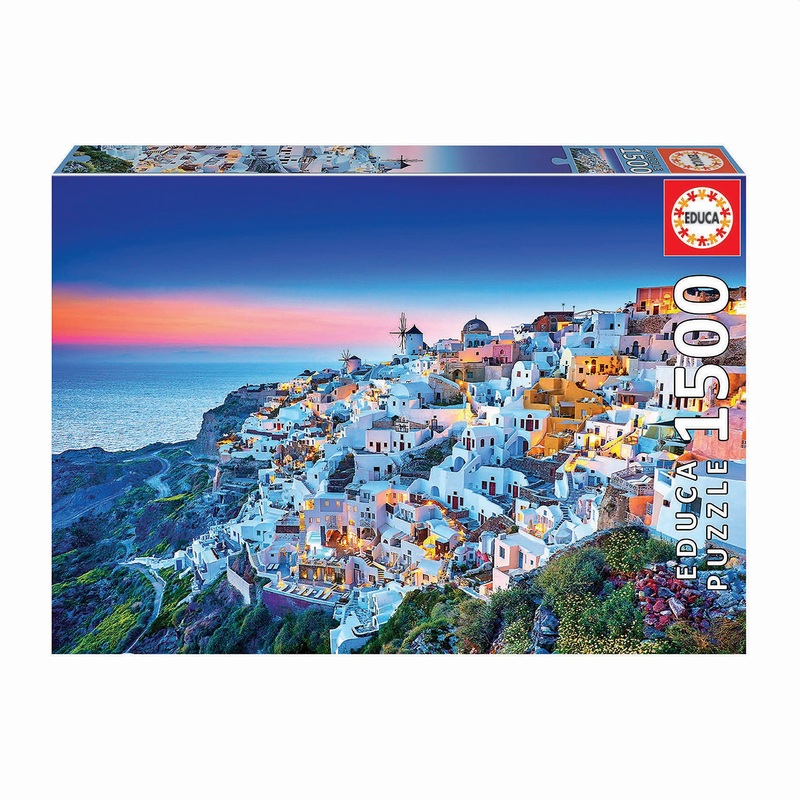 Educa - Santorini - 1500 Piece Jigsaw Puzzle - Puzzle Glue Included - Completed Image Measures 33.5' X 23.5' - Ages 14+ (19040)