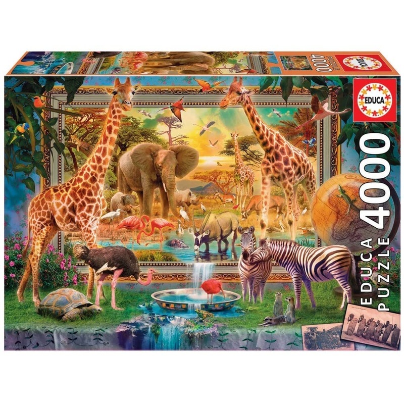 Educa - Savanna Coming To Life- 4000 Piece Jigsaw Puzzle - Puzzle Glue Included - Completed Image Measures 53.5' X 37.75' - Ages 14+ (19285)