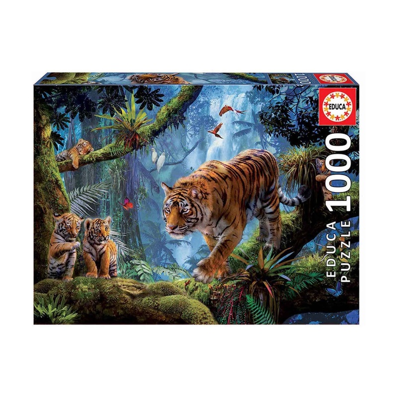 Educa - Tiger In The Tree - 1000 Piece Jigsaw Puzzle - Puzzle Glue Included - Completed Image Measures 26.8' X 18.9' - Ages 14+ (17662)