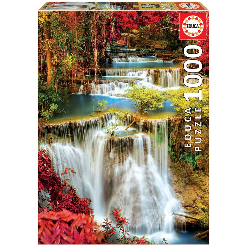 Educa - Waterfall In Deep Forest - 1000 Piece Jigsaw Puzzle - Puzzle Glue Included - Completed Image Measures 26.8' X 18.9' - Ages 14+ (18461)