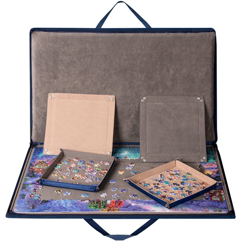 Lavievert 1000 Pieces Jigsaw Puzzle Board With Padded Cover, Portable Puzzle Case With 4 Sorting Trays, Puzzle Caddy Puzzle Storage Saver With Non-Slip Surface For Adults And Kids