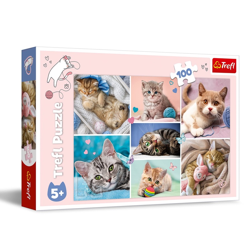 Trefl In The Cat World 100 Piece Jigsaw Puzzle Red 16'X11' Print, Diy Puzzle, Creative Fun, Classic Puzzle For Adults And Children From 5 Years Old