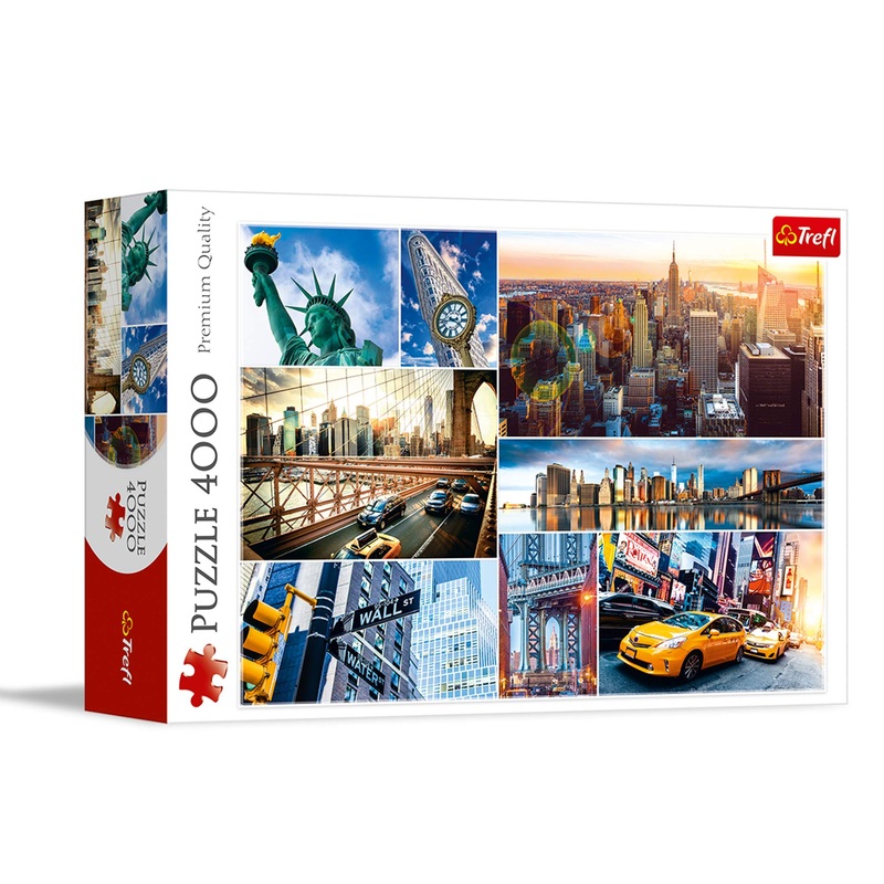 Trefl New York Collage 4000 Piece Jigsaw Puzzle Red 54'X38' Print, Diy Puzzle, Creative Fun, Classic Puzzle For Adults And Children From 15 Years Old