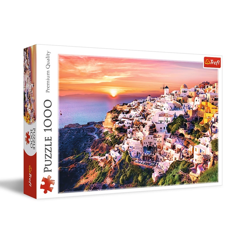 Trefl Sunset Over Santorini 1000 Piece Jigsaw Puzzle Red 27'X19' Print, Diy Puzzle, Creative Fun, Classic Puzzle For Adults And Children From 12 Years Old