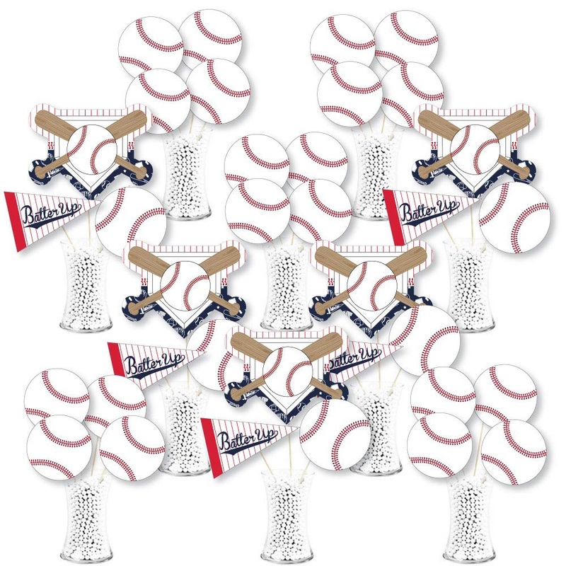 Big Dot Of Happiness Batter Up - Baseball - Baby Shower Or Birthday Party Centerpiece Sticks - Showstopper Table Toppers - 35 Pieces