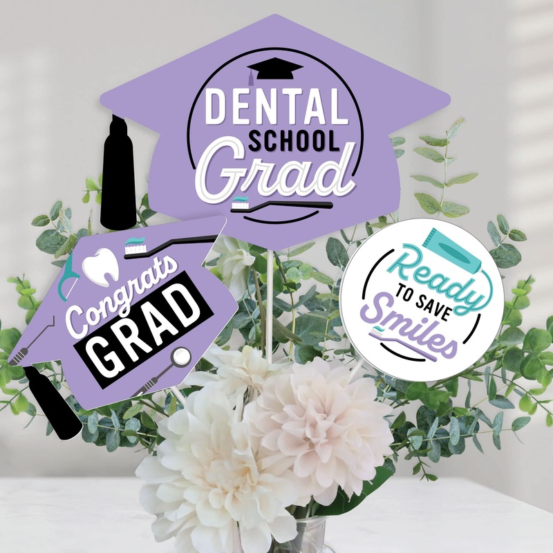 Big Dot Of Happiness Dental School Grad - Dentistry And Hygienist Graduation Party Centerpiece Sticks - Table Toppers - Set Of 15