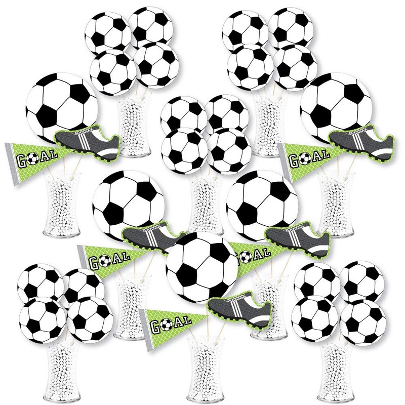 Big Dot Of Happiness Goaaal - Soccer - Baby Shower Or Birthday Party Centerpiece Sticks - Showstopper Table Toppers - 35 Pieces