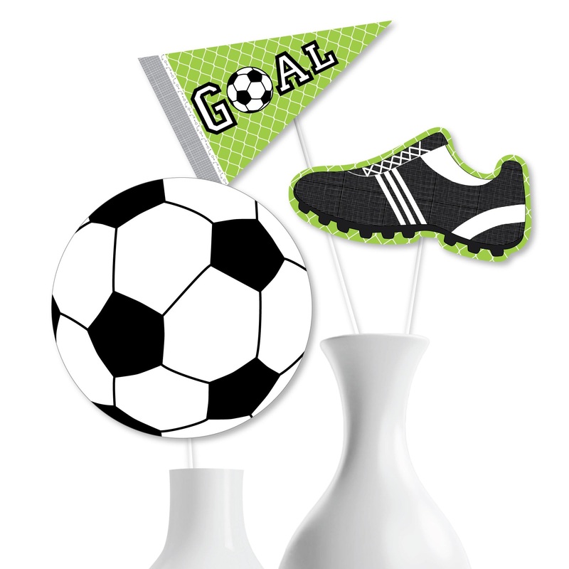 Big Dot Of Happiness Goal - Soccer Party Decorations - Soccer Baby Shower Or Birthday Party Centerpieces - Sports Party Centerpieces - Sport Decorations- Soccer Party Table Toppers - Set 15