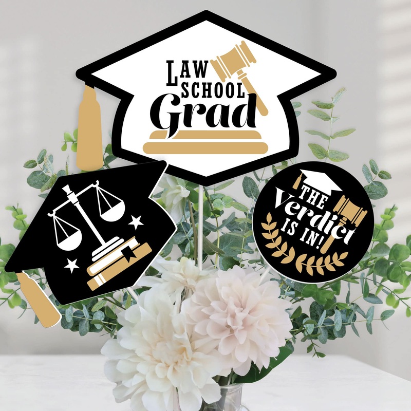 Big Dot Of Happiness Law School Grad - Future Lawyer Graduation Party Centerpiece Sticks - Table Toppers - Set Of 15