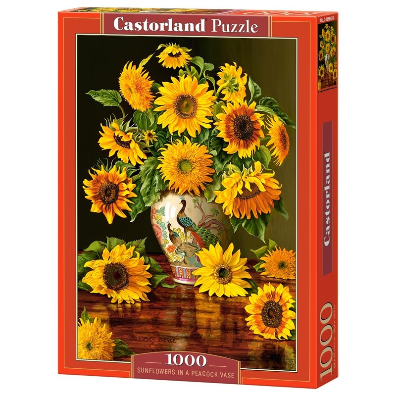 Castorland 1000 Piece Jigsaw Puzzle, Sunflowers In A Peacock Vase, Christopher Pierce, Flower And Plants Puzzle, Painting Puzzle, Adult Puzzle, Castorland C-103843-2