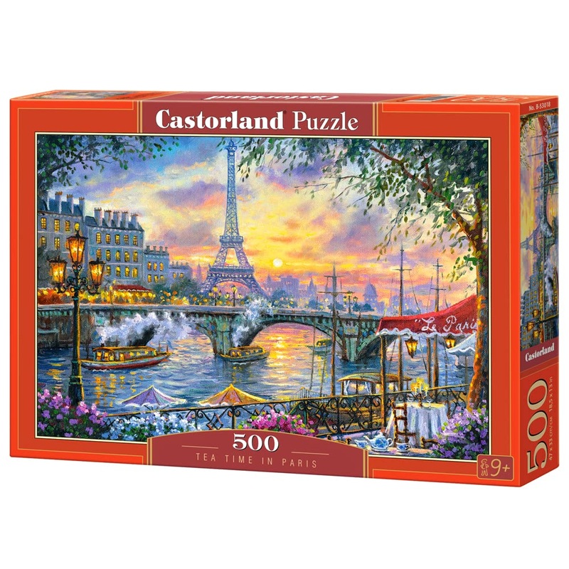 Castorland 500 Piece Jigsaw Puzzle, Tea Time In Paris, France, Colorful Eiffel Tower And Caf Puzzle, Paris, Art Puzzle, Adult Puzzles, Castorland B-53018