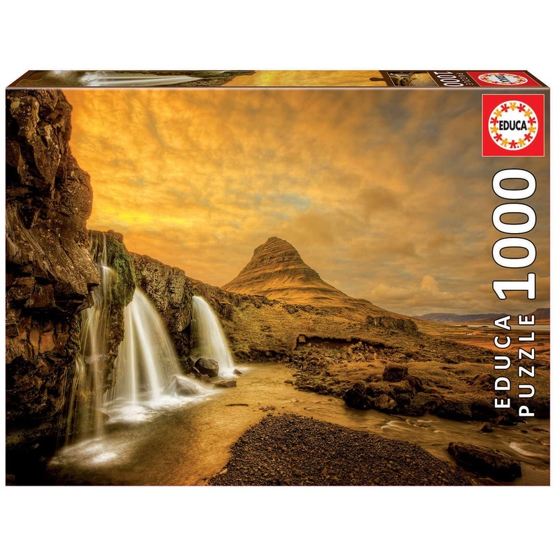 Educa - Kirkjufellsfoss Waterfall, Iceland - 1000 Piece Jigsaw Puzzle - Puzzle Glue Included - Completed Image Measures 26.8' X 18.9' - Ages 14+ (17971)