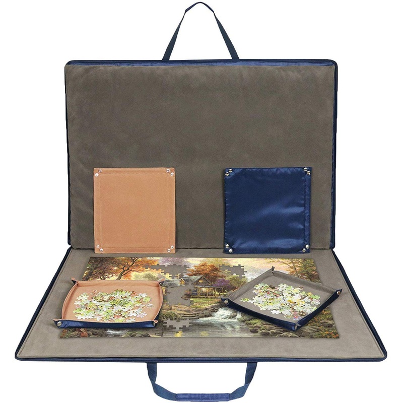Lavievert 1500 Pieces Jigsaw Puzzle Board With Padded Cover, Portable Puzzle Case With 6 Sorting Trays, Puzzle Caddy Puzzle Storage Saver With Non-Slip Surface For Adults And Kids