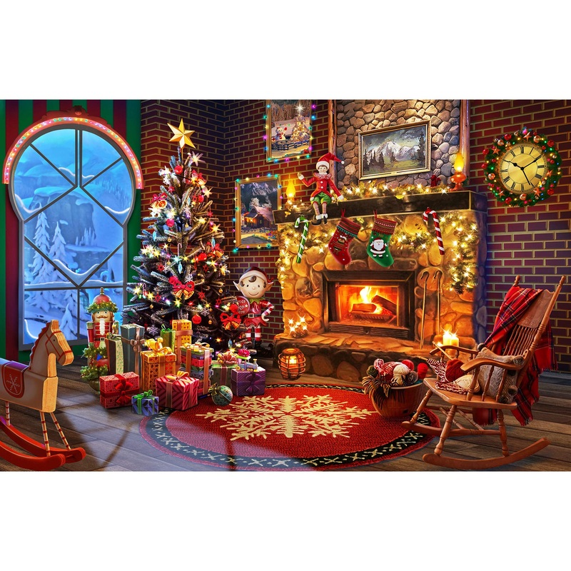 Lavievert Wooden Jigsaw Puzzles 1000 Piece Christmas Puzzles For Adults And Kids - Fireplace, Christmas Tree, Stockings