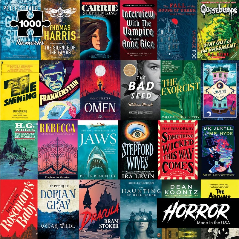 Re-Marks Horror Books Collage Puzzle, 1,000-Piece Literary Jigsaw Puzzle For All Ages