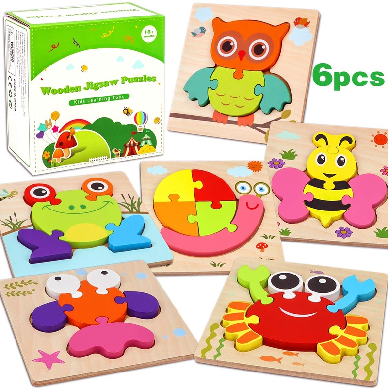 Wooden Montessori Puzzles For Toddlers Kids: Toddler Puzzles For 1-3 Montessori Toys For 1 2 3 Year Old Girls Boys Baby - Kids Puzzle Ages 2-4 Preschool Learning Educational Toy
