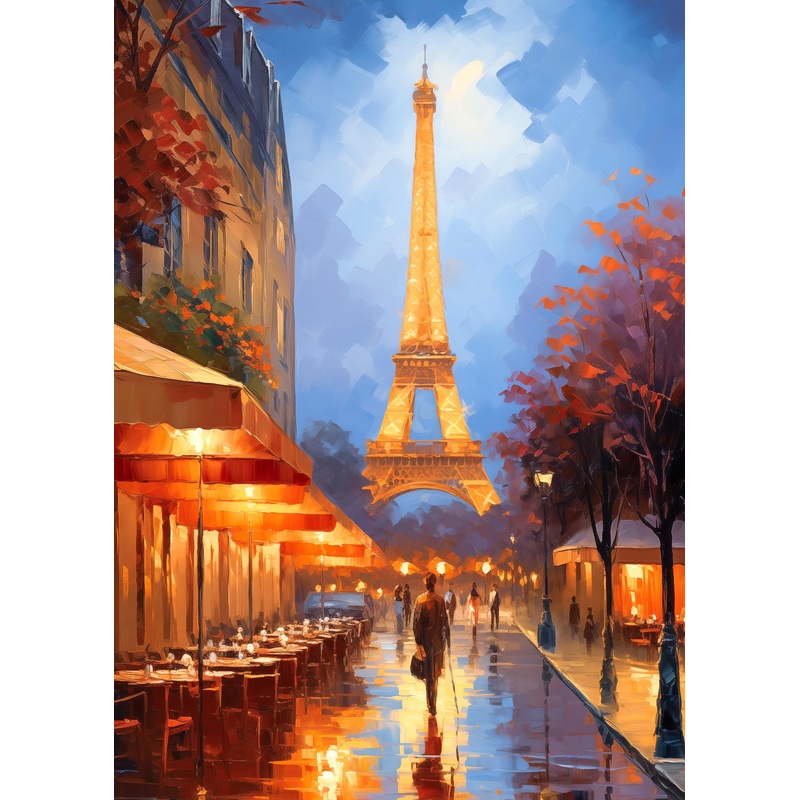 1000 Piece Puzzle Paris Tower Eiffel Tower Puzzles 1000 Pieces Night View Oil Painting Jigsaw Puzzle For Adults Teens Kids