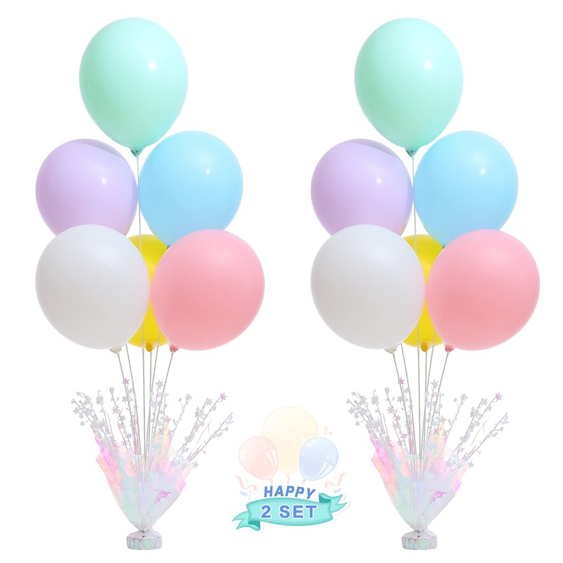 2 Set Pastel Birthday Decorations Rainbow Party Table Balloons Centerpiece Stand Kit For Girls Baby Shower Wedding Prom Graduation Table Decorations