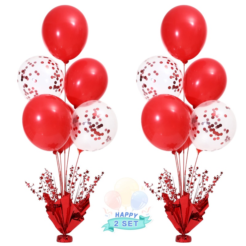 2 Set Red Balloon Centerpieces For Tables Red Balloons Stand Kit For Birthday Party Baby Shower Valentine'S Day Wedding Prom Cake Graduation Retirement Table Top Decorations