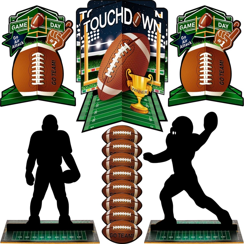 25 Pcs 3D Football Party Decorations Football Table Centerpieces Double-Sided Football Player Silhouette Centerpieces For Sports Game Day Party Tailgate Party Football Birthday Party Supplies