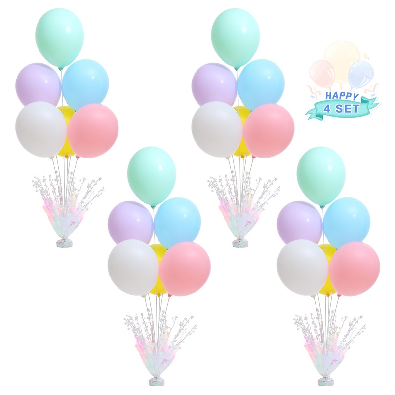 4 Set Pastel Birthday Decorations Rainbow Party Table Balloons Centerpiece Stand Kit With Pastel Multicolor Macaron Balloons For Girls Baby Shower Birthday Party Wedding Prom Table Decorations